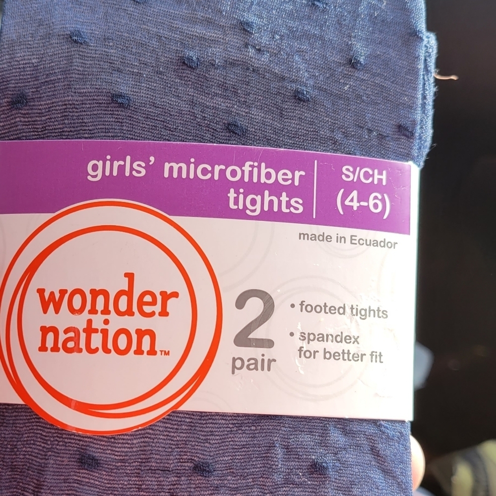 Girl's Microfiber Tights 2 pairs Blue & Cream Colors